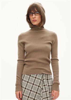 Alanis hood knit Light Mocha Oval Square 